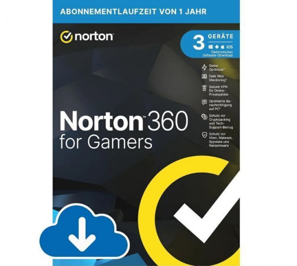 Norton 360 Deluxe for Gamers 3 Geräte 1 Jahr 50GB Cloud OHNE ABO