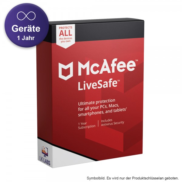 McAfee LiveSafe 2023 2024 (unlimited Devices 1 Jahr) LiveSafe